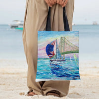 Golden Gate Bridge Sailboat Tote Bag | Impressionist Nautical Sailing Painting | Premium Composite Twill | Gift for Sailing Enthusiasts