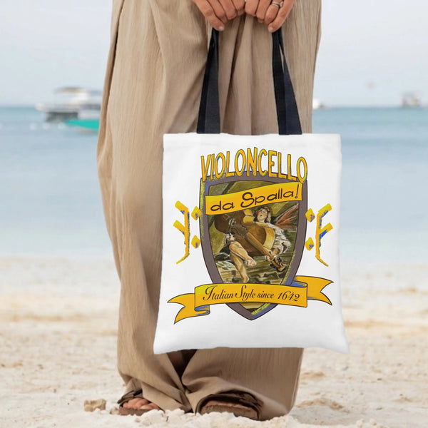 Violoncello da Spalla Tote Bag | Vintage Italian Cello Renaissance Art | Premium Twill Diamond-Grid Fabric | Gift for Classic