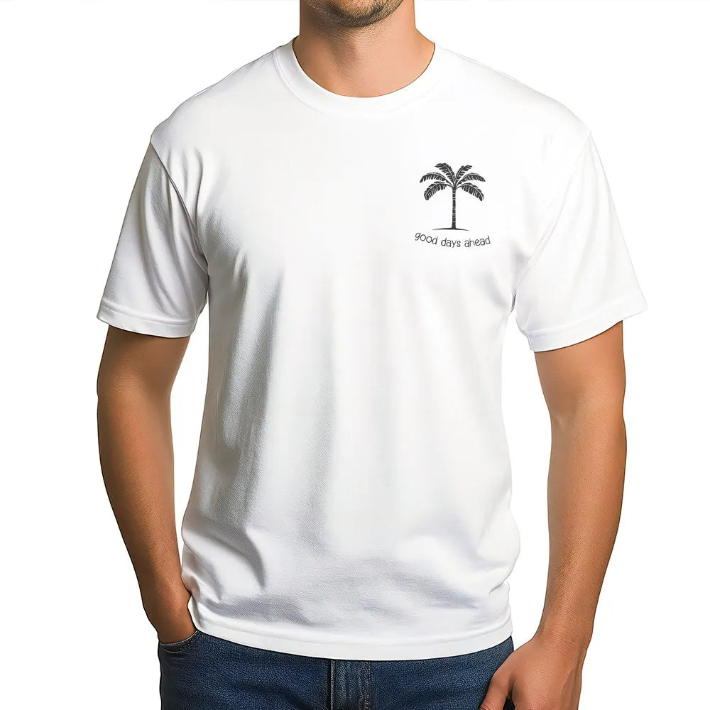 Good Days Ahead Sweatshirt | Minimalist Palm Tree Graphic Crewneck | Soft Cotton Blend | Aesthetic Beach Vacation Gift