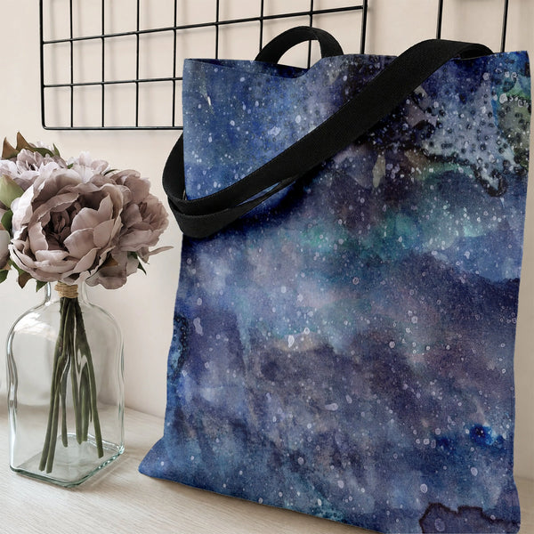 Galaxy Watercolor Tote Bag | Celestial Night Sky Nebula Art Print | Premium Composite Twill Fabric | Aesthetic Gift for Space