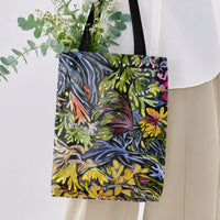 Tropical Botanical Tote Bag | Lush Jungle Foliage Watercolor Art | Premium Twill Diamond-Grid Fabric | Gift for Plant Lover and Art Enthusiast