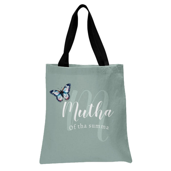 Butterfly Tote Bag | Mutha Of Tha Summa Typography Design | Premium Composite Twill Fabric | Gift for Moms and Summer Lovers