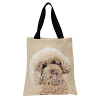 Poodle Tote Bag | Cute Curly Dog Portrait Illustration | Premium Composite Twill Fabric | Gift for Poodle Mom and Dog Lover