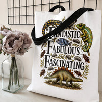 Fantastic Fabulous Fascinating Tote Bag | Vintage Reptile Dinosaur & Bug Natural History Illustration | Premium Twill Fabric | Gift for Nature Lovers