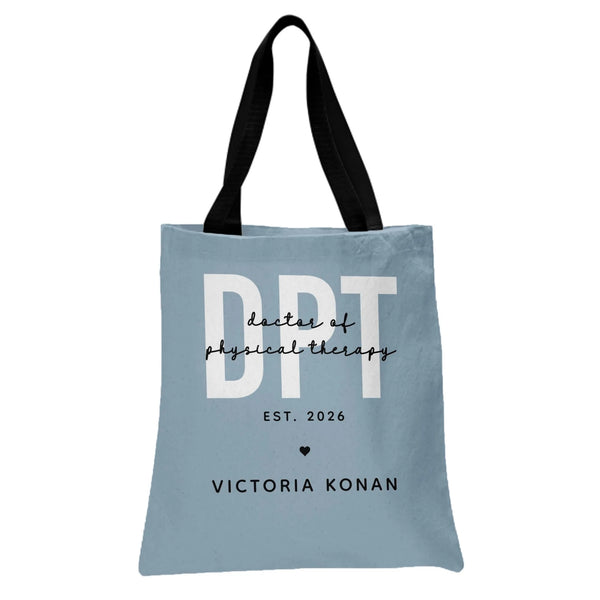 DPT Doctor of Physical Therapy Tote Bag | Personalized Graduation Year Typography Design | Premium Twill Diamond-Grid Texture