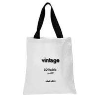 Vintage Tote Bag | Funny Retro Typography Quote Design | Premium Diamond-Grid Twill Fabric | Gift for Millennials and Gen Z