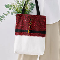 Santa Suit Tote Bag | Sparkly Red Glitter Christmas Costume Design | Premium Twill Diamond-Grid Fabric | Festive Holiday Gift for Christmas Lovers