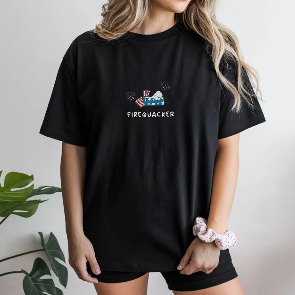 Firequacker Sweatshirt | Funny Patriotic Goose Graphic Crewneck | Soft Cotton Blend | 4th of July USA Holiday Gift