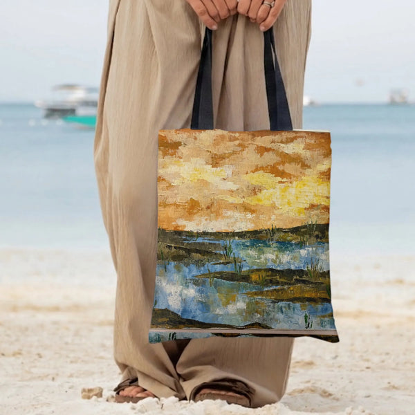 Tote Bag | Premium Twill Diamond Grid Texture | Lightweight Spacious Design | Gift for Work or Shopping