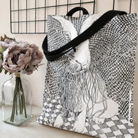 Rabbit Tote Bag | Intricate Pen and Ink Bunny Zentangle Art | Premium Composite Twill Fabric | Unique Gift for Rabbit Lover