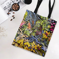 Tropical Botanical Tote Bag | Lush Jungle Foliage Watercolor Art | Premium Twill Diamond-Grid Fabric | Gift for Plant Lover and Art Enthusiast