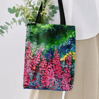 Flower Garden Tote Bag | Impressionist Floral Painting Art | Premium Composite Twill Fabric | Aesthetic Gift for Art Lover