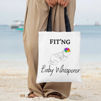Baby Whisperer Tote Bag | FIT'NG Newborn Line Art with Rainbow Beanie Design | Premium Twill Diamond-Grid Texture | Gift for Midwife or NICU Nurse