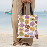 Asian Cookies Tote Bag | 108 Traditional Desserts Illustrated Pattern | Premium Composite Twill Fabric | Gift for Foodie and Culture Lover