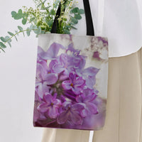 Lilac Flower Tote Bag | Purple Lilac Blossom Close-Up Photography Art | Premium Twill Fabric with Diamond-Grid Texture | Gift for Flower Lover