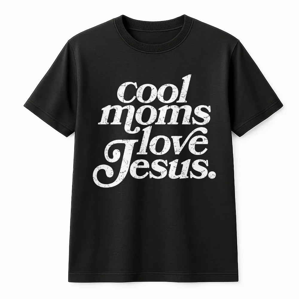 Cool Moms Love Jesus Sweatshirt | Retro Distressed Faith Graphic | Soft Cotton Blend Pullover | Christian Mom Gift