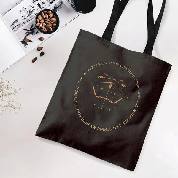 Penelope's Challenge Tote Bag | Gold Archery Bow Arrow Constellation Quote Design | Premium Twill Fabric | Gift for BookTok F