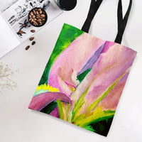 Calla Lily Tote Bag | Pink Floral Oil Painting Art Print | Premium Twill Diamond-Grid Texture | Aesthetic Gift for Flower Lovers