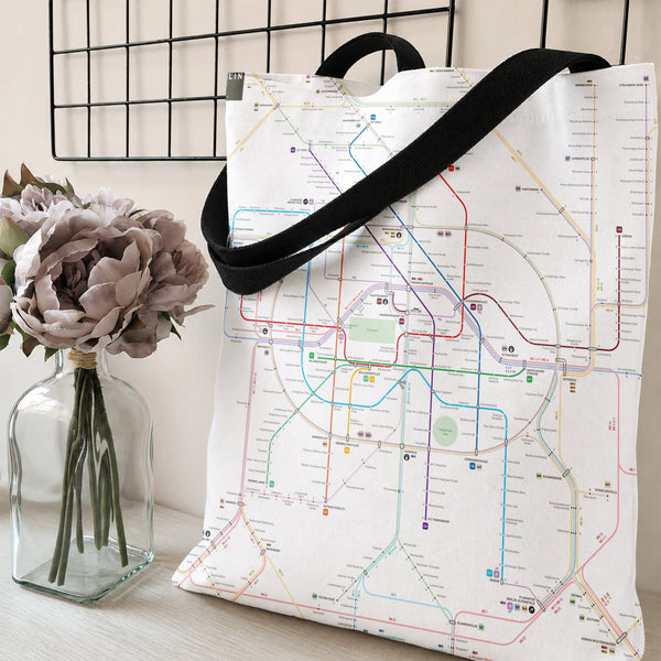 Berlin Subway Map Tote Bag | Colorful U-Bahn S-Bahn Transit Map Art | Premium Structured Twill Bag | Gift for Travel Enthusia