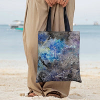 Galaxy Nebula Tote Bag | Watercolor Cosmic Stars and Constellation Art | Premium Twill Diamond-Grid Texture | Aesthetic Gift for Space Lovers