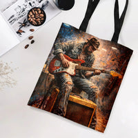 Guitar Player Tote Bag | Watercolor Musician Art with Paint Splatter Effect | Premium Twill Fabric Tote | Gift for Music Lovers