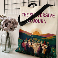 Sunset Dinner Gathering Tote Bag | Women at Table Candlelit Garden Feast Art | Premium Composite Twill Fabric | Gift for Community & Sisterhood Lovers