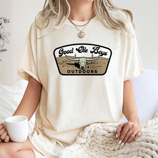 Good Ole Boys Outdoors T-Shirt Western Longhorn Skull Graphic,Perfect For Hunting,Country Lifestyle,And Outdoor Adven