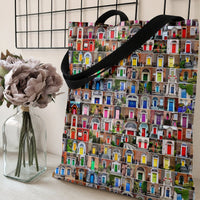 Dublin Doors Tote Bag | Colorful Irish Georgian Doorways Photo Collage | Premium Twill Diamond-Grid Texture | Unique Gift for Ireland Travel Lovers