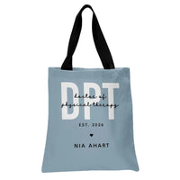DPT Doctor of Physical Therapy Tote Bag | Personalized Graduation Year Script Typography | Premium Twill Diamond-Grid Texture | Graduation Gift for Physical Therapist