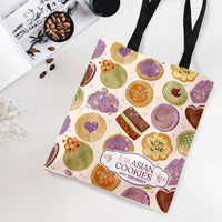 Asian Cookies Tote Bag | Illustrated Dessert Pattern Design | Premium Composite Twill Fabric | Gift for Foodie and Baker