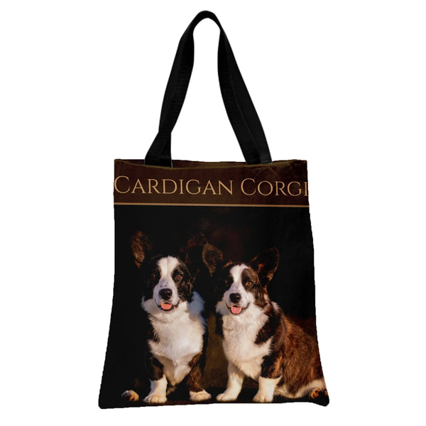 Cardigan Corgi Tote Bag | Realistic Dog Portrait Art | Premium Twill Diamond-Grid Fabric | Gift for Dog Lovers