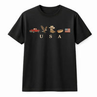 Patriotic USA T-Shirt | Retro American Icons Graphic Sweatshirt | Soft Cotton Blend | 4th of July Independence Day Gift