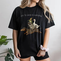 Off To Cause A Kerfuffle T-Shirt | Dachshund Raccoon Goose Frog Graphic | Soft Cotton Tee | Funny Animal Meme Lover Gift