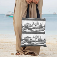 City Skyline Tote Bag | Vintage Black and White Urban Cityscape Sketch Art | Premium Composite Twill Fabric | Aesthetic Gift for Architecture Lover