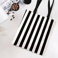 Black and White Vertical Stripe Tote Bag | Bold Minimalist Stripes Pattern | Premium Twill Fabric Tote | Aesthetic Gift for Her