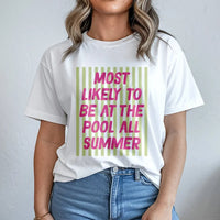 Funny Teacher Summer Shirt | Most Likely To Be At The Pool | Retro Style Soft Cotton Tee | End of School Year Teacher Gift