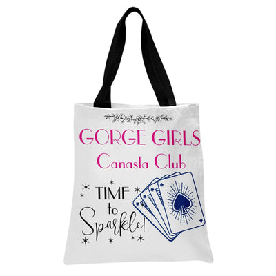 Canasta Card Game Tote Bag for Women | Gorge Girls Playing Cards Sparkle Typography | Premium Twill Fabric | Fun Gift for Card Game Lovers