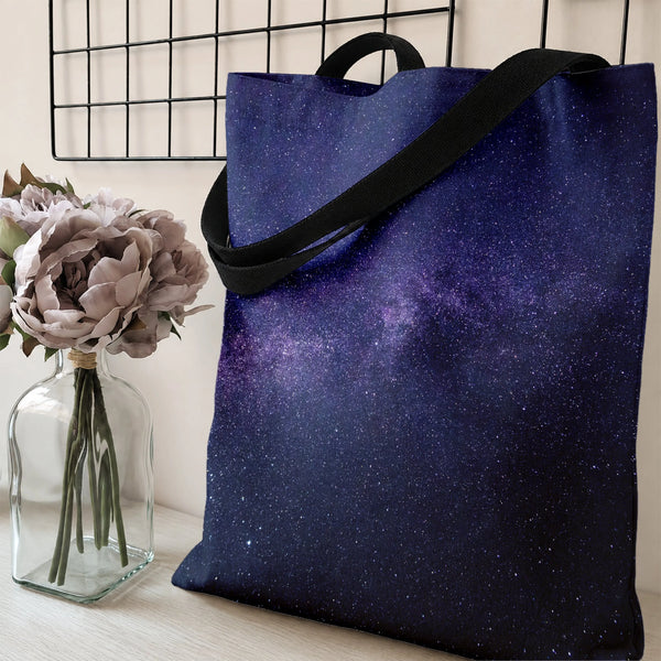 Galaxy Nebula Tote Bag | Deep Space Milky Way Starfield Art | Premium Twill Fabric with Diamond Texture | Aesthetic Gift for 