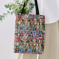 Dublin Doors Tote Bag | Colorful Georgian Doorways Photo Collage | Premium Twill Diamond-Grid Texture | Gift for Ireland Travel Lovers