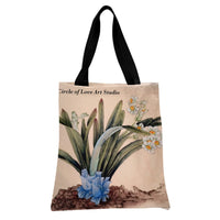 Narcissus Flower Tote Bag | Chinese Watercolor Botanical Art | Premium Composite Twill Fabric | Aesthetic Gift for Art Lover
