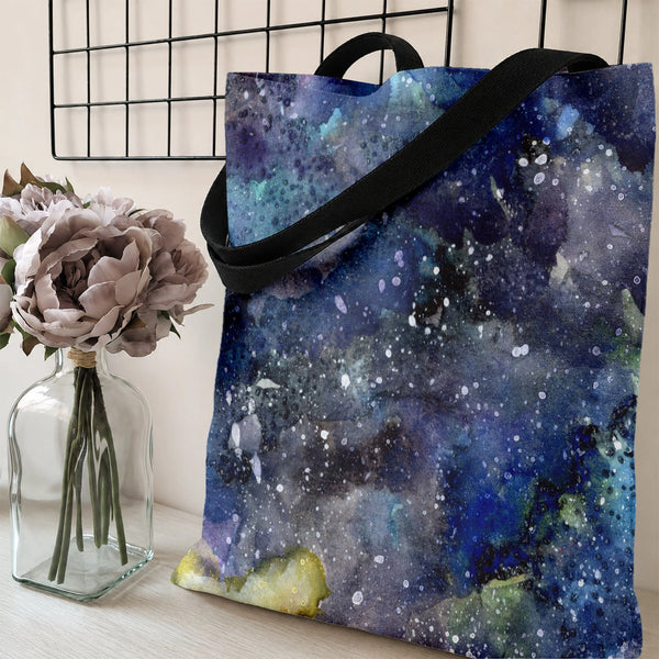 Galaxy Watercolor Tote Bag | Cosmic Night Sky Nebula Splatter Art | Premium Twill Structured Design | Aesthetic Gift for Art 