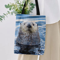 Sea Otter Tote Bag | Cute Otter Swimming in Ocean Wildlife Photography | Premium Twill Fabric | Gift for Otter Lover and Marine Animal Fan