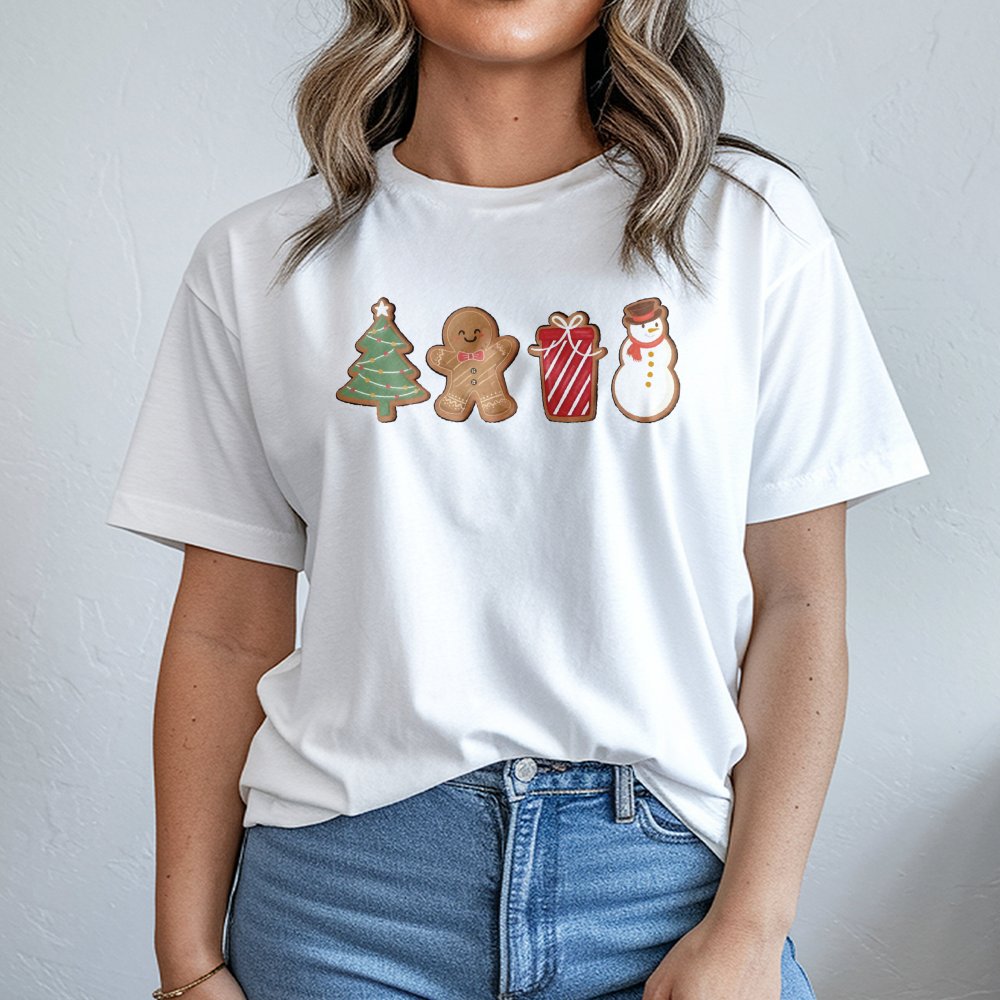 Cute Christmas Cookie T-Shirt | Gingerbread Man Holiday Graphic | Soft Cotton Festive Tee | Women's Funny Xmas Gift