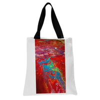 Abstract Pour Art Tote Bag | Vibrant Red Turquoise Fluid Acrylic Design | Premium Twill Fabric | Aesthetic Gift for Art Lovers