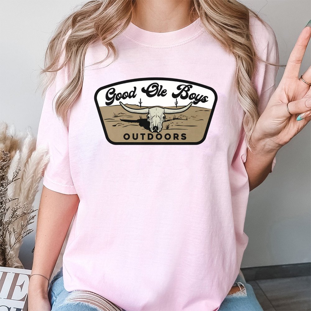 Good Ole Boys Outdoors T-Shirt Western Longhorn Skull Graphic,Perfect For Hunting,Country Lifestyle,And Outdoor Adven