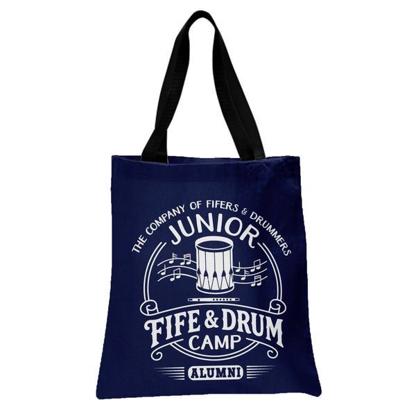 Fife and Drum Tote Bag | Junior Company Alumni Vintage Badge Design | Premium Twill with Diamond-Grid Texture | Gift for Musi