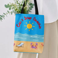 Beach Tote Bag | Can't Stop Beachin' Sunset Ocean Design | Premium Twill Fabric | Summer Gift for Beach Lovers
