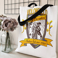 Violoncello Da Spalla Tote Bag | Vintage Italian Cello Player Shield Crest Art | Premium Twill Diamond-Grid Texture | Gift for Classical Music Lover