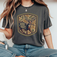 Good Ole Boys Outdoors T-Shirt Buck Deer Graphic With Camo Shield Southern Hunting T-Shirt For Country Men