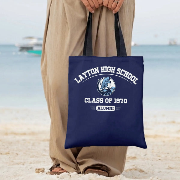 Layton High School Alumni Tote Bag | Class of 1970 Reunion Design | Premium Twill Diamond-Grid Fabric | Gift for School Alumn